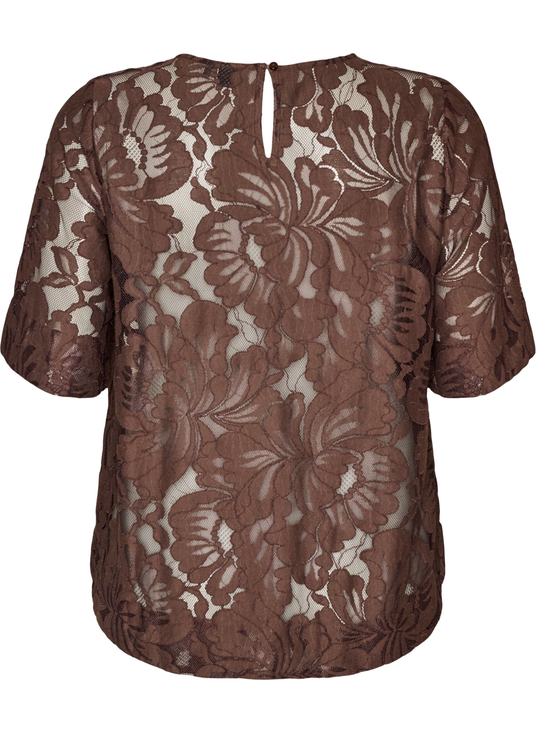 ZizziBlondebluse med korte &aelig;rmer, Brun, Packshot image number 1