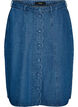A-formet denimnederdel med b&oslash;lget knapstolpe, Bl&aring;, Packshot image number 0