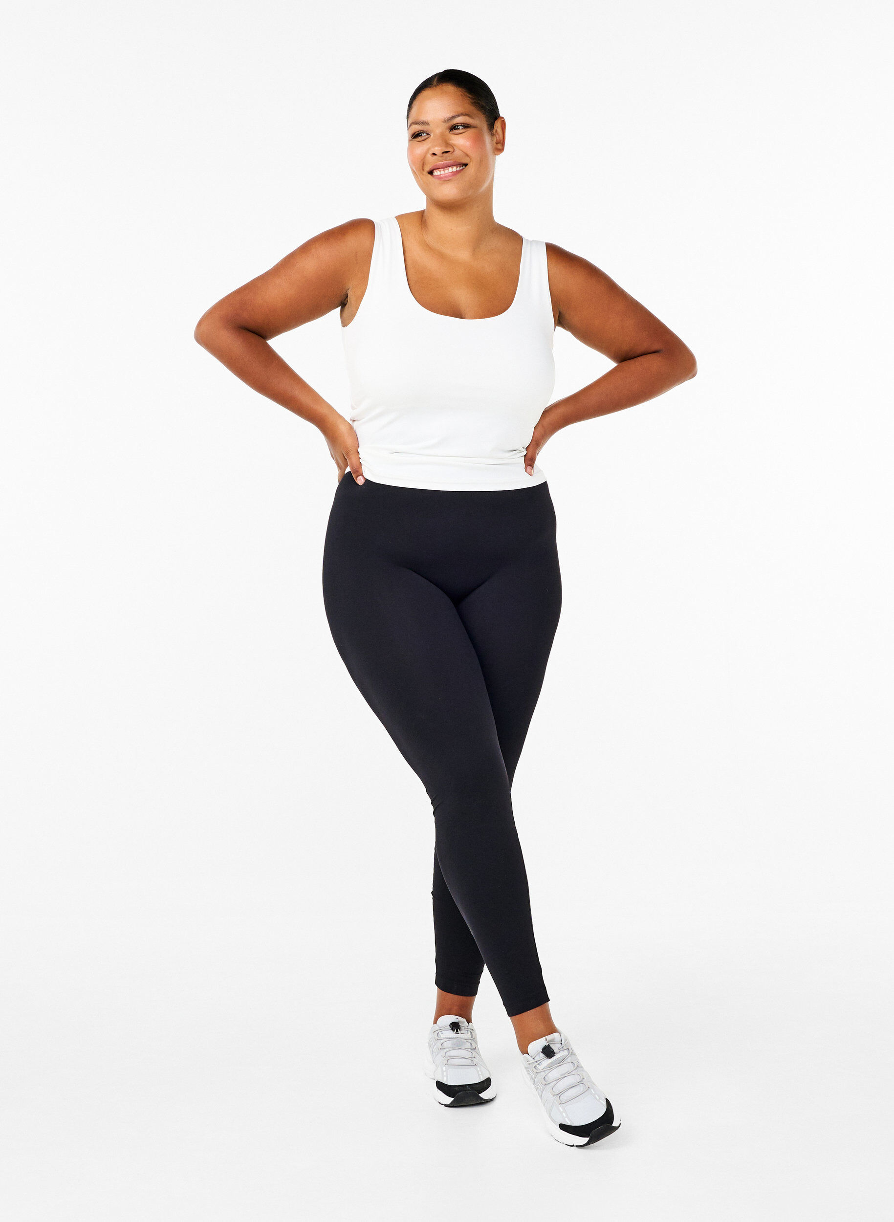 Zizzi Seamless basis leggings, Sort, Model image number 1