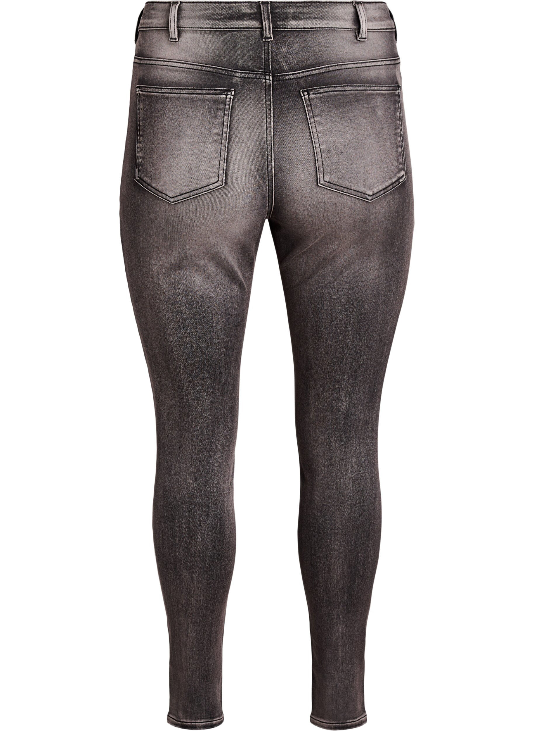 ZizziSuper slim Amy jeans med h&oslash;j talje, Gr&aring;, Packshot image number 1