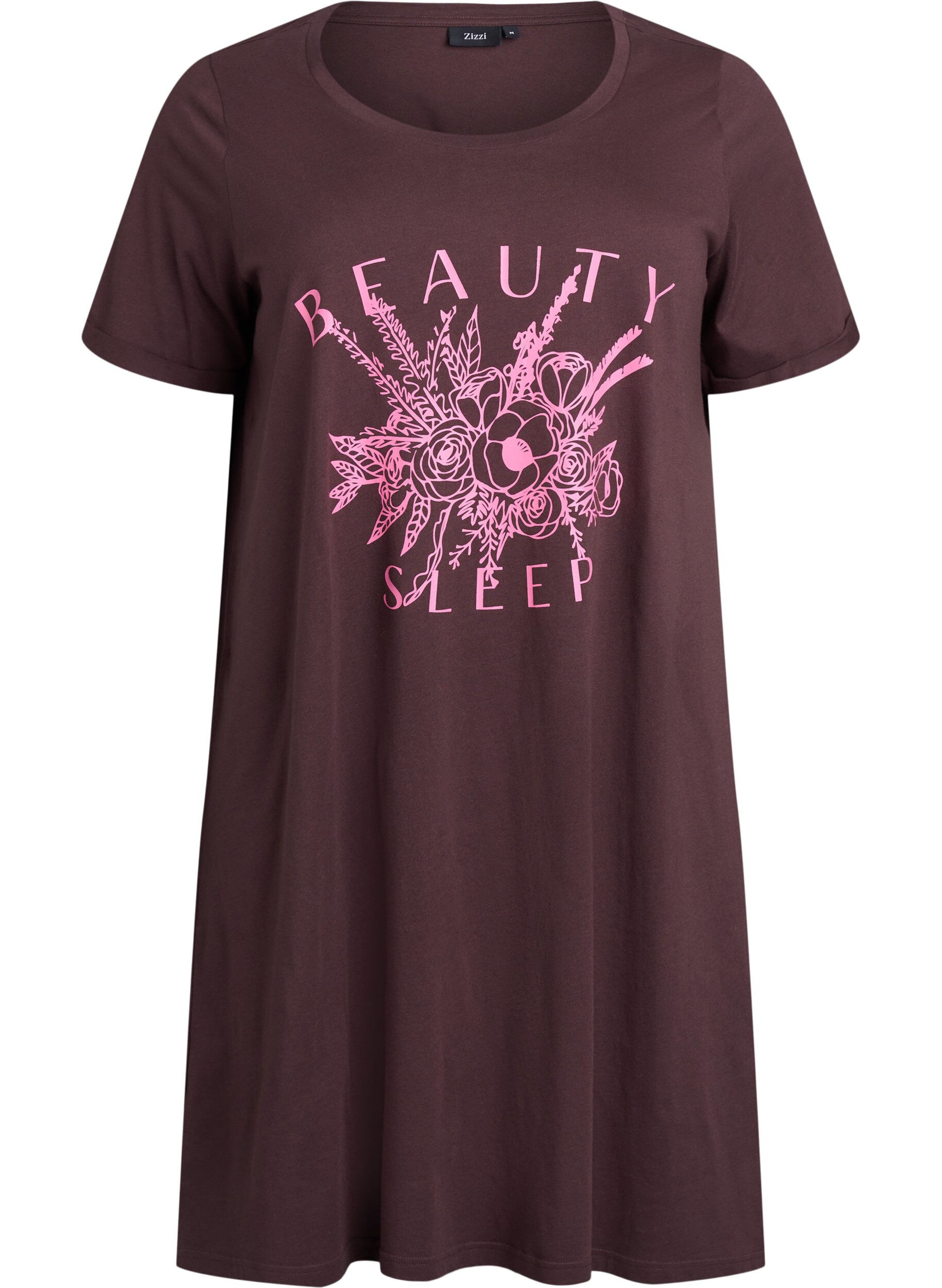 Kort&aelig;rmet natkjole i &oslash;kologisk bomuld 