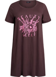 Kort&aelig;rmet natkjole i &oslash;kologisk bomuld , Brun