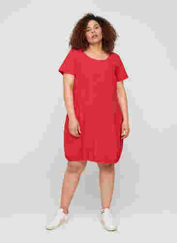 Kortærmet kjole i bomuld, Lipstick Red, Model image number 2