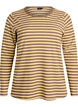 Stribet bluse med lange &aelig;rmer, Brun, Packshot image number 0