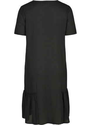 Kortærmet kjole med a-form, Black, Packshot image number 1