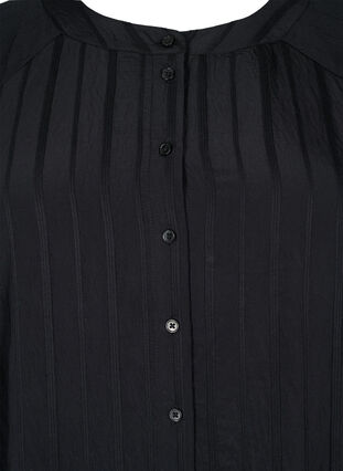 Lang viskose skjorte med stribet struktur, Black, Packshot image number 2