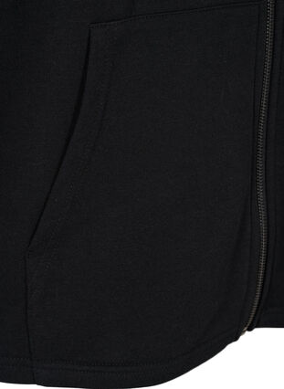 Sweat cardigan med lynlås og hætte, Black, Packshot image number 3