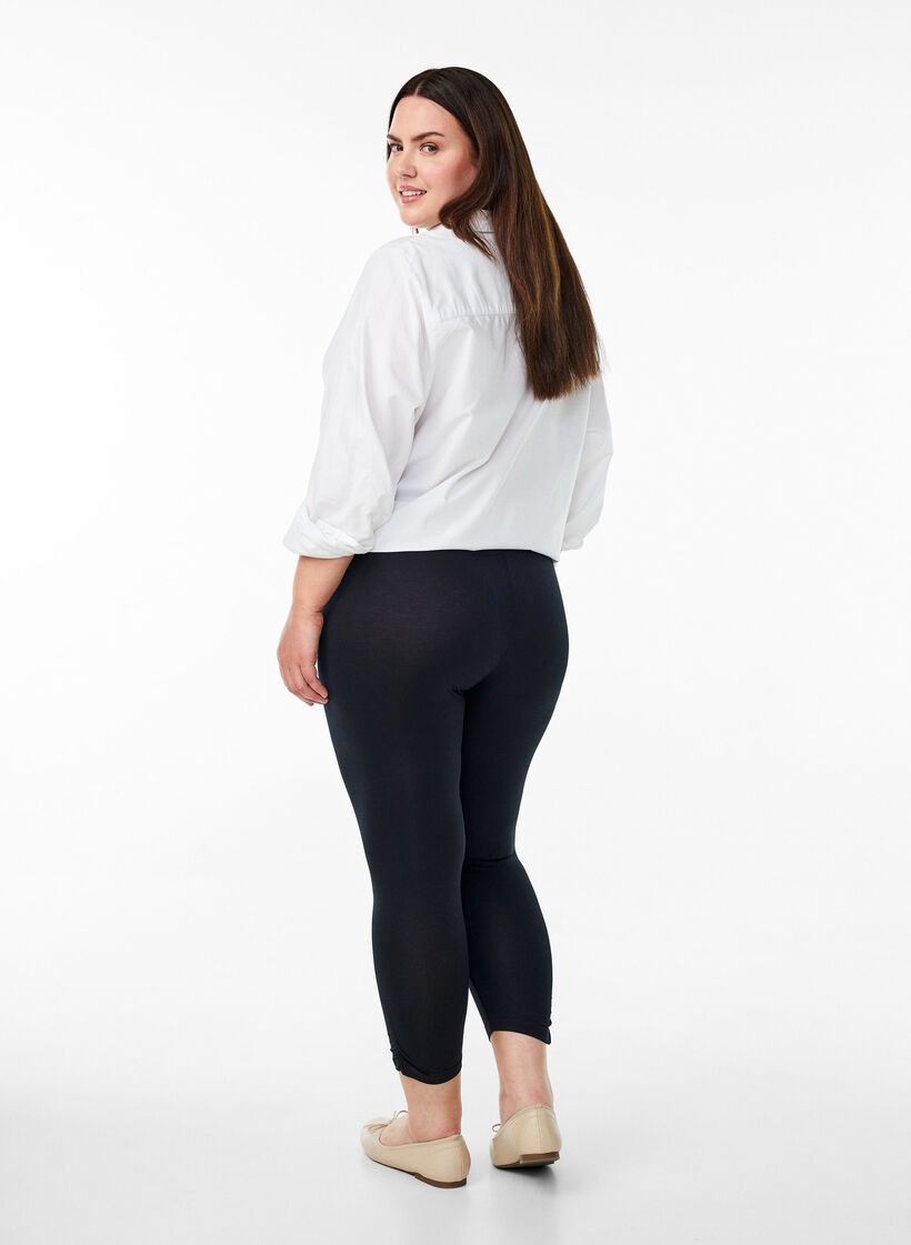 Basis 3/4 leggings med rynkedetalje , Sort, Model image number 2