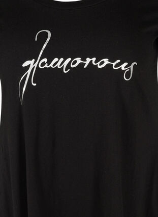 Kortærmet bomulds t-shirt med a-form , Black GLAMOROUS, Packshot image number 2