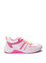 Wide fit sneakers, White Pink, Packshot