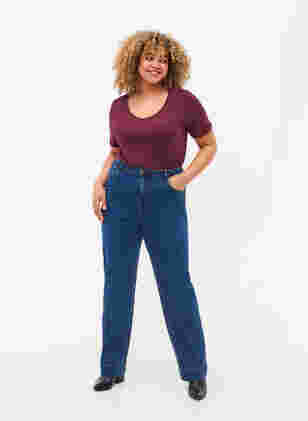 Regular fit Megan jeans med ekstra høj talje, Blue denim, Model
