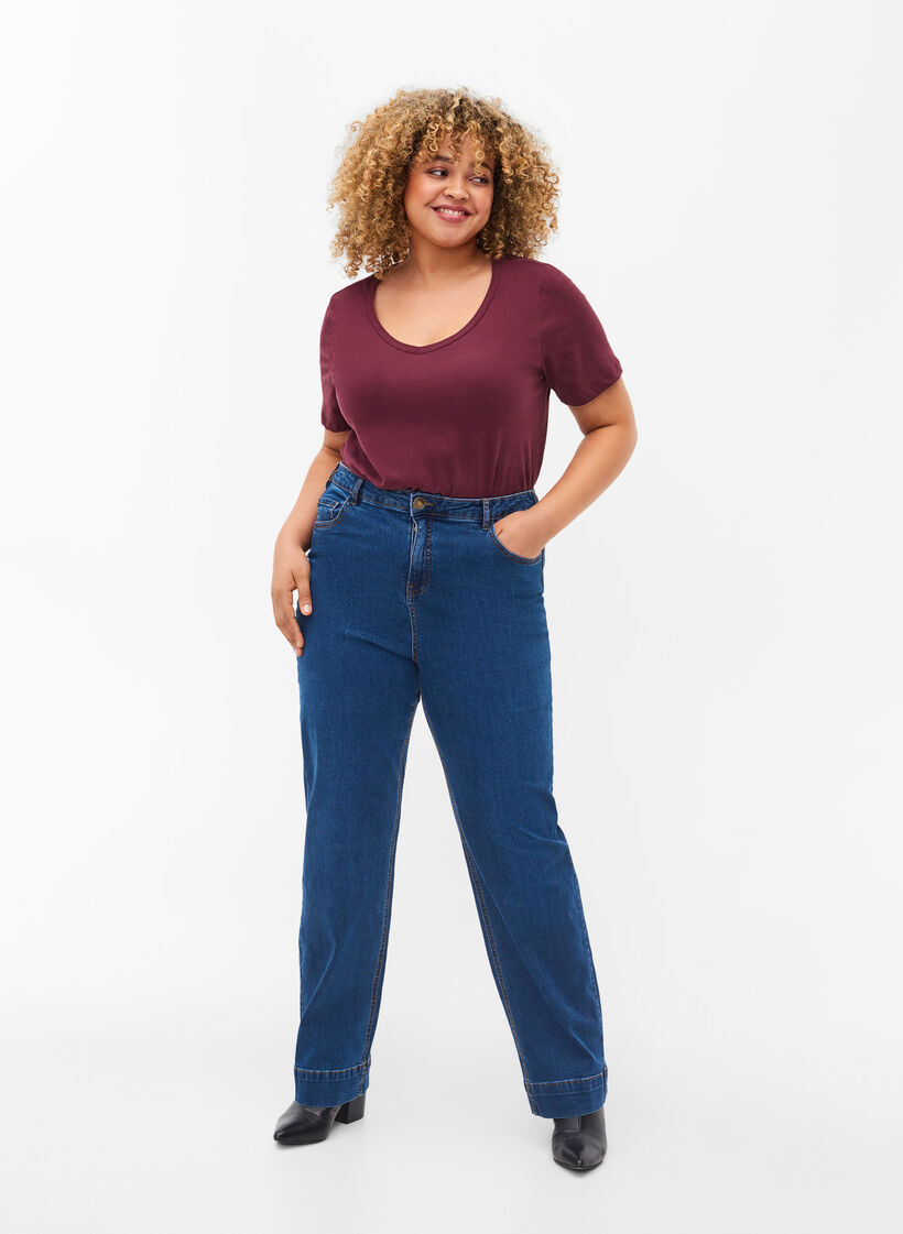Regular fit Megan jeans med ekstra høj talje, Blue denim, Model
