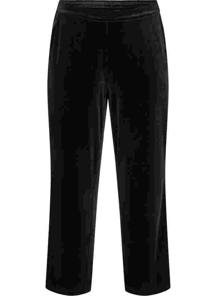 Løse bukser i velour, Black, Packshot image number 0
