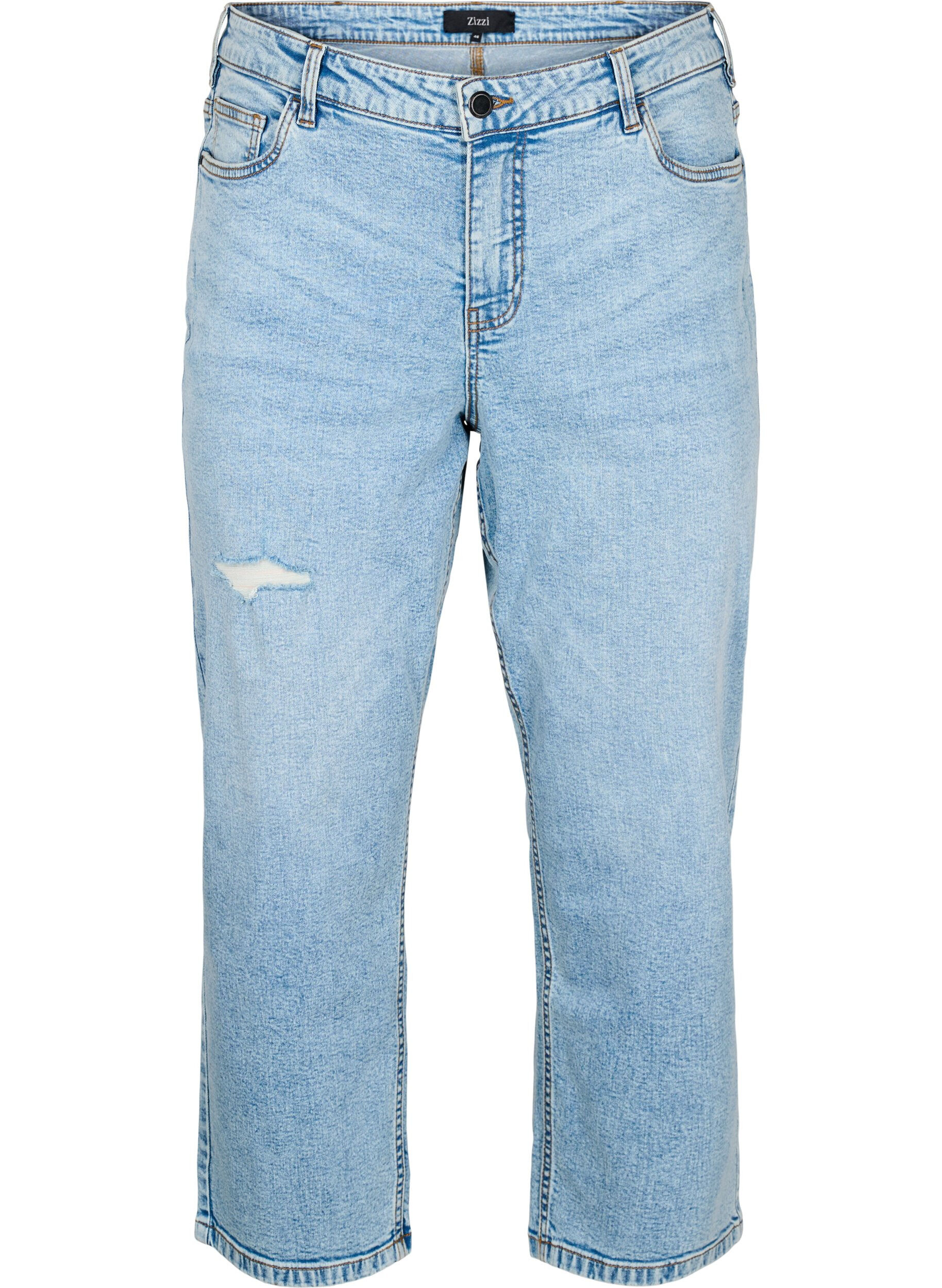 ZizziCropped Vera jeans med sliddetaljer, Bl&aring;, Packshot image number 0