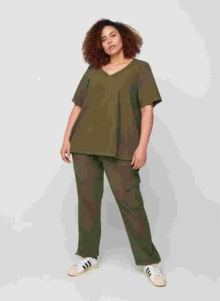 Løse bukser i bomuld, Ivy Green, Model image number 2