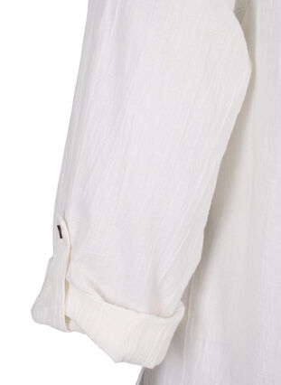 Stribet kjole i bomuld og hør, White, Packshot image number 3