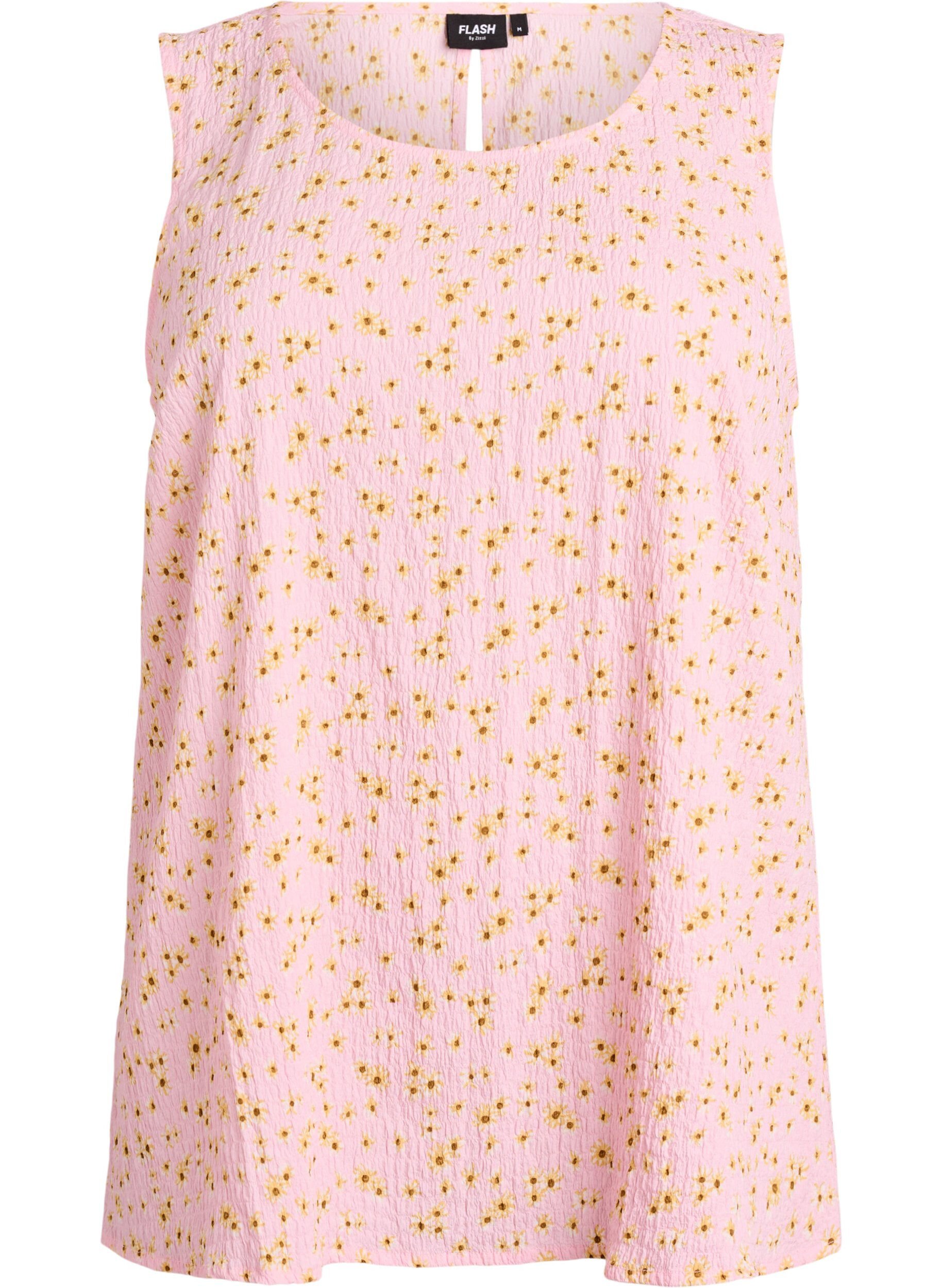 Zizzi&AElig;rmel&oslash;s top med tekstur, Lyser&oslash;d, Packshot image number 0