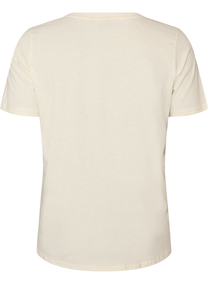 T-shirt i bomuld med printmotiv, Vanilla, Packshot image number 1