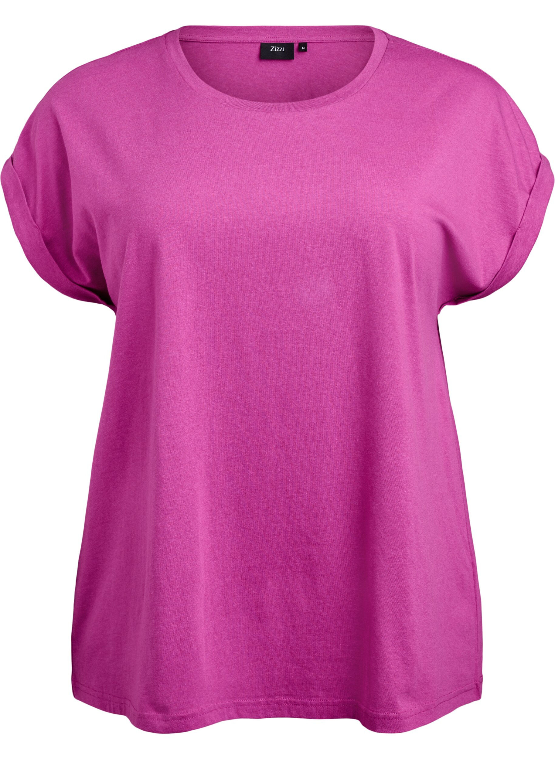 Zizzi Kort&aelig;rmet t-shirt i bomuldsblanding, Lilla, Packshot image number 0