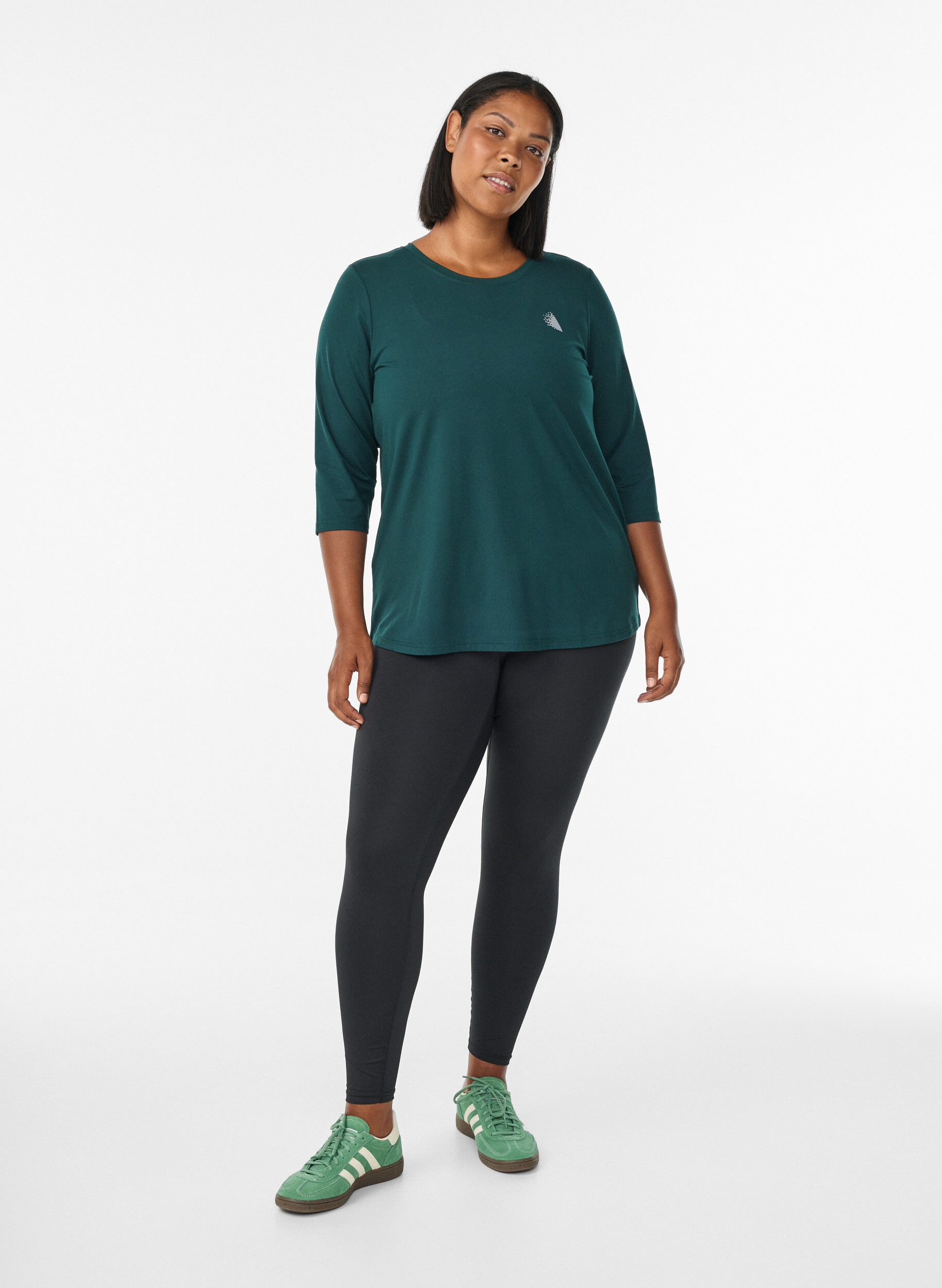 ZizziTr&aelig;ningsbluse med 3/4 &aelig;rmer, Gr&oslash;n, Model image number 1