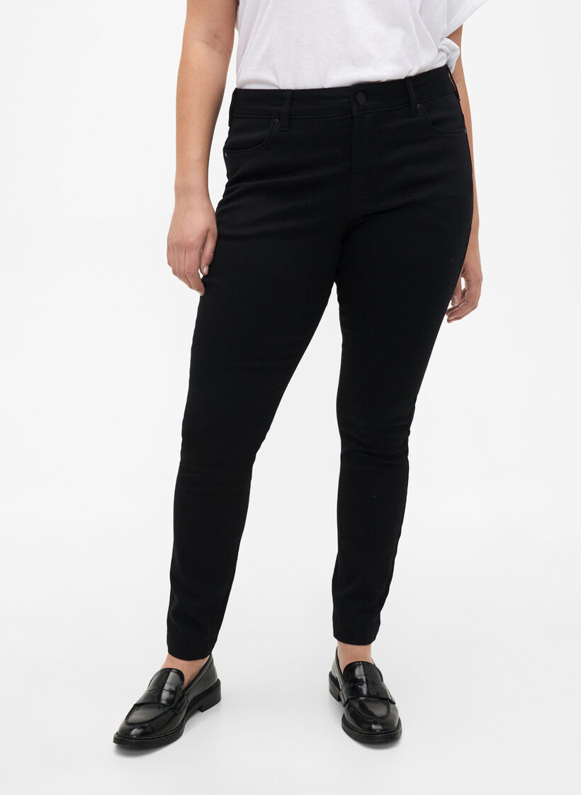 Viona jeans med regulær talje, Sort, Model image number 2