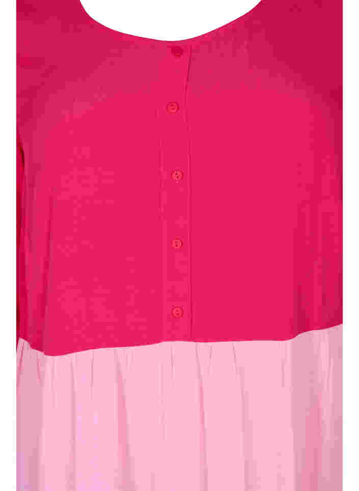 Viskose tunika med color-block, Rose Green Block, Packshot image number 2