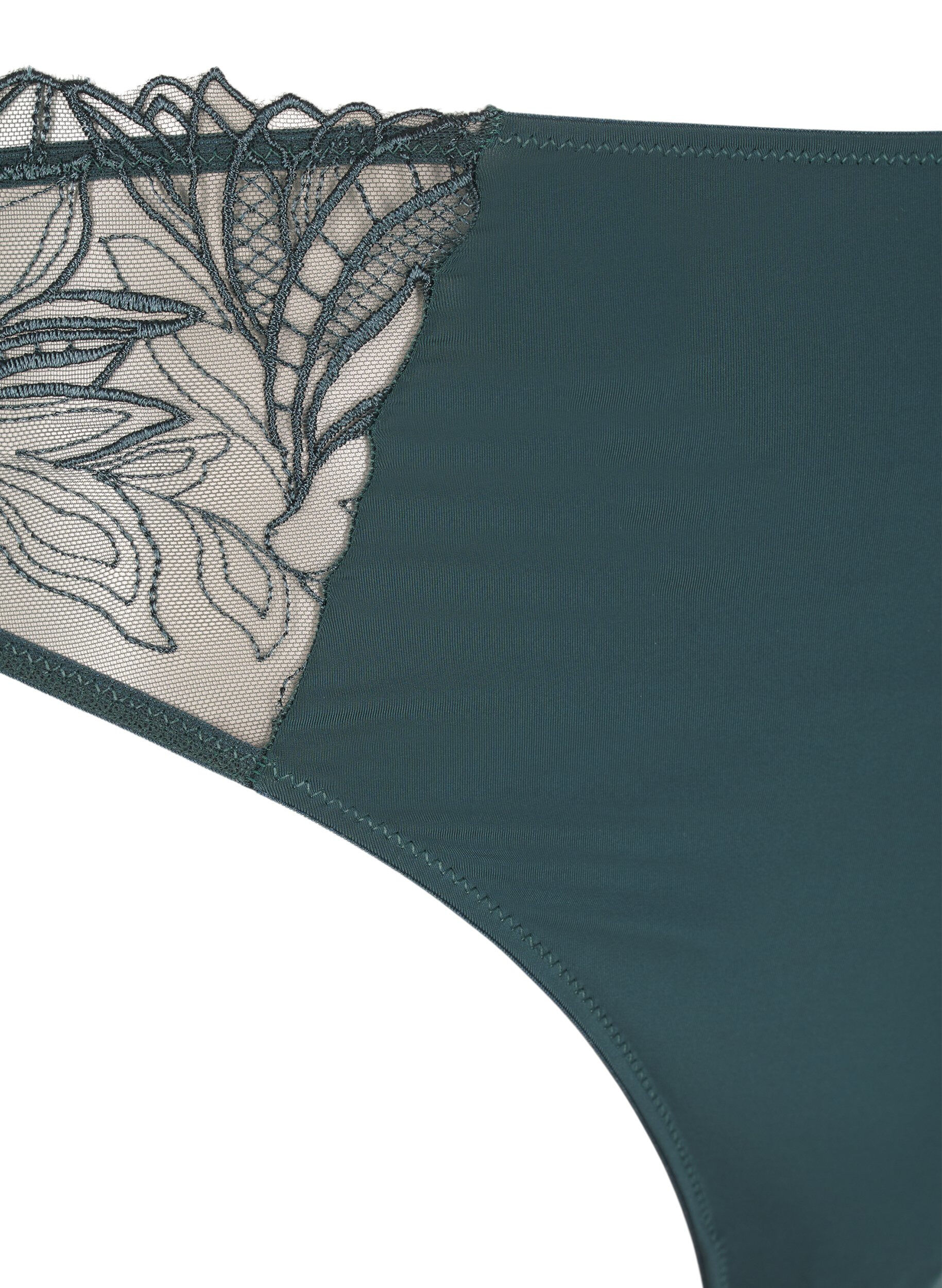 Zizzi G-streng i microfiber med blonder, Gr&oslash;n, Packshot image number 2