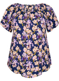 Blomstret viskose bluse med korte ærmer, Small Flower AOP