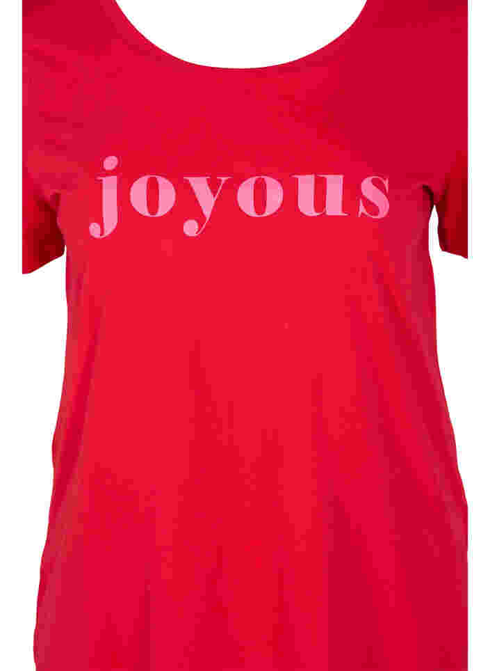 Kortærmet bomulds t-shirt med tekstprint, Chinese Red, Packshot image number 2