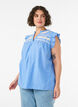 &AElig;rmel&oslash;s bluse i bomuld med fl&aelig;sekanter, Bl&aring;, Model image number 0