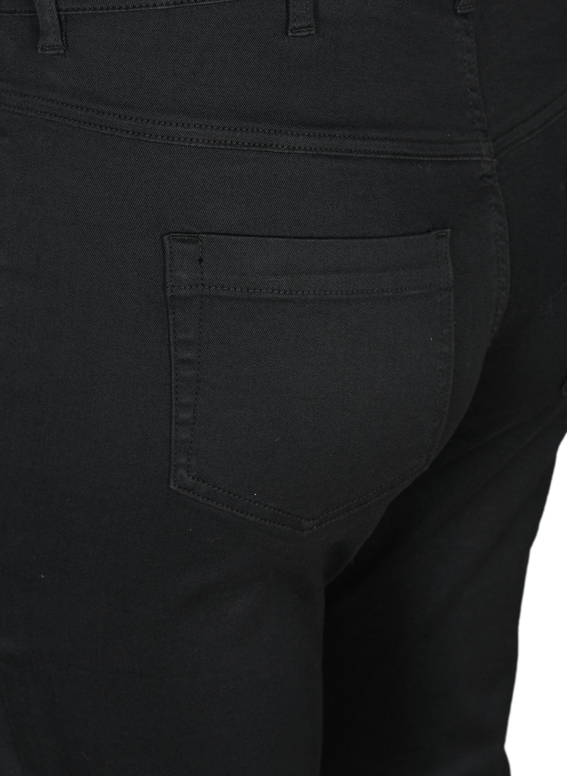 Zizzi H&oslash;jtaljede Amy capri jeans med super slim fit, Sort, Packshot image number 3