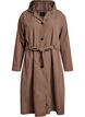 Trenchcoat med h&aelig;tte og bindeb&aelig;lte, Brun, Packshot image number 0