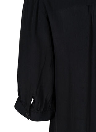 Viskose tunika med knapper og 3/4 ærmer, Black, Packshot image number 3