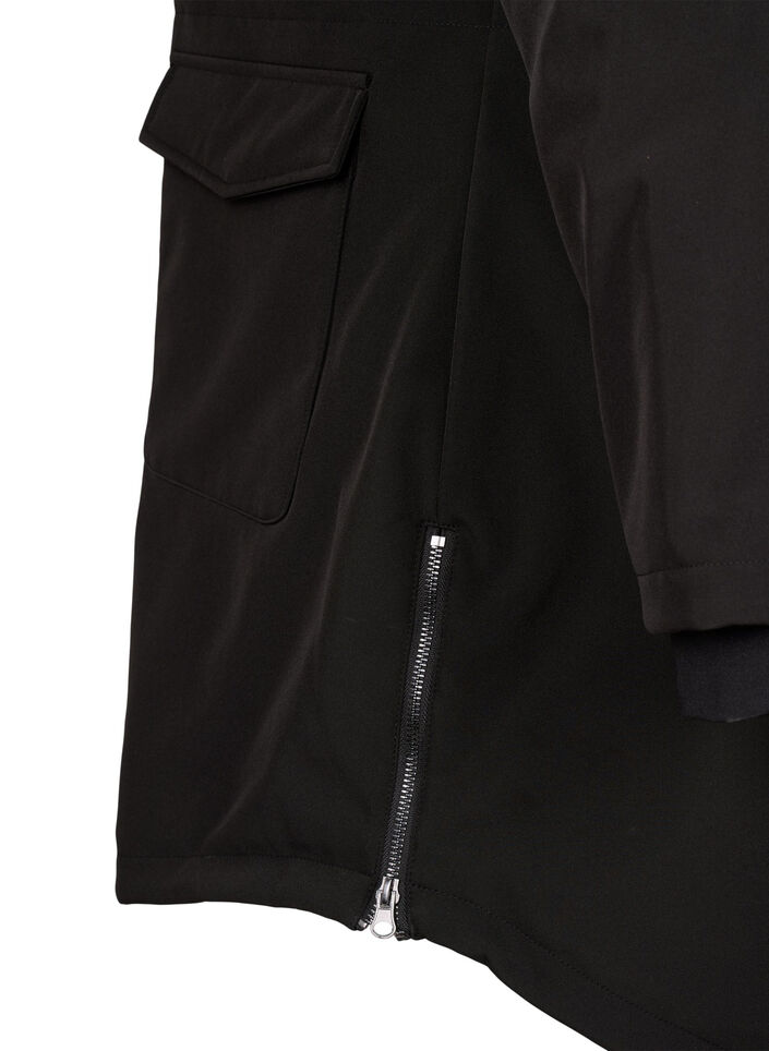 Vandafvisende softshelljakke med quiltet foer, Sort, Packshot image number 4