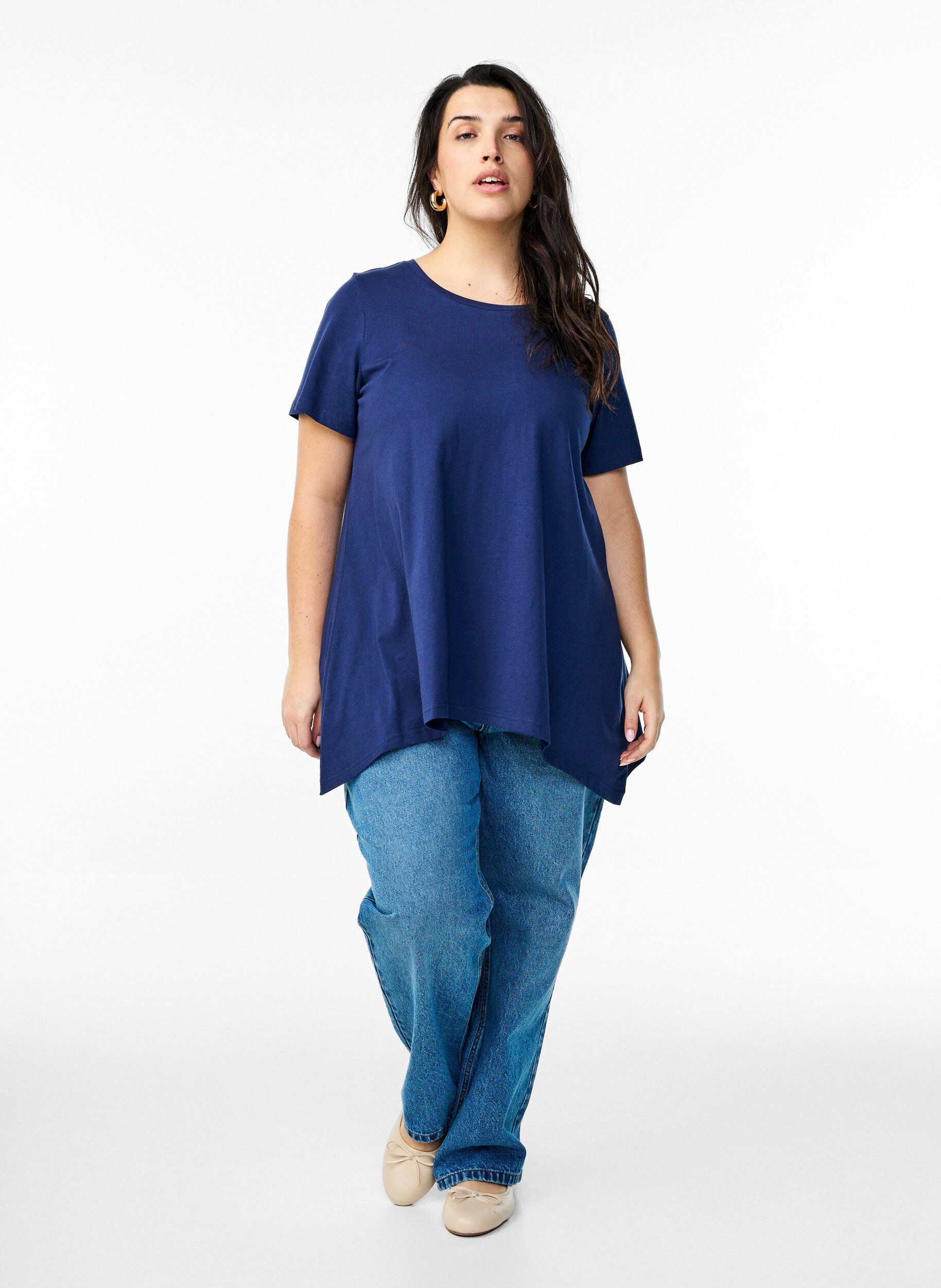 ZizziT-shirt med rund hals og A-facon, Bl&aring;, Model image number 1
