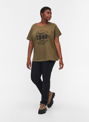 Økologisk bomulds t-shirt med printdetaljer, Ivy Green, Model image number 2