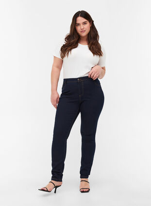 Super slim Amy jeans med høj talje, 1607B Blu.D., Model image number 0
