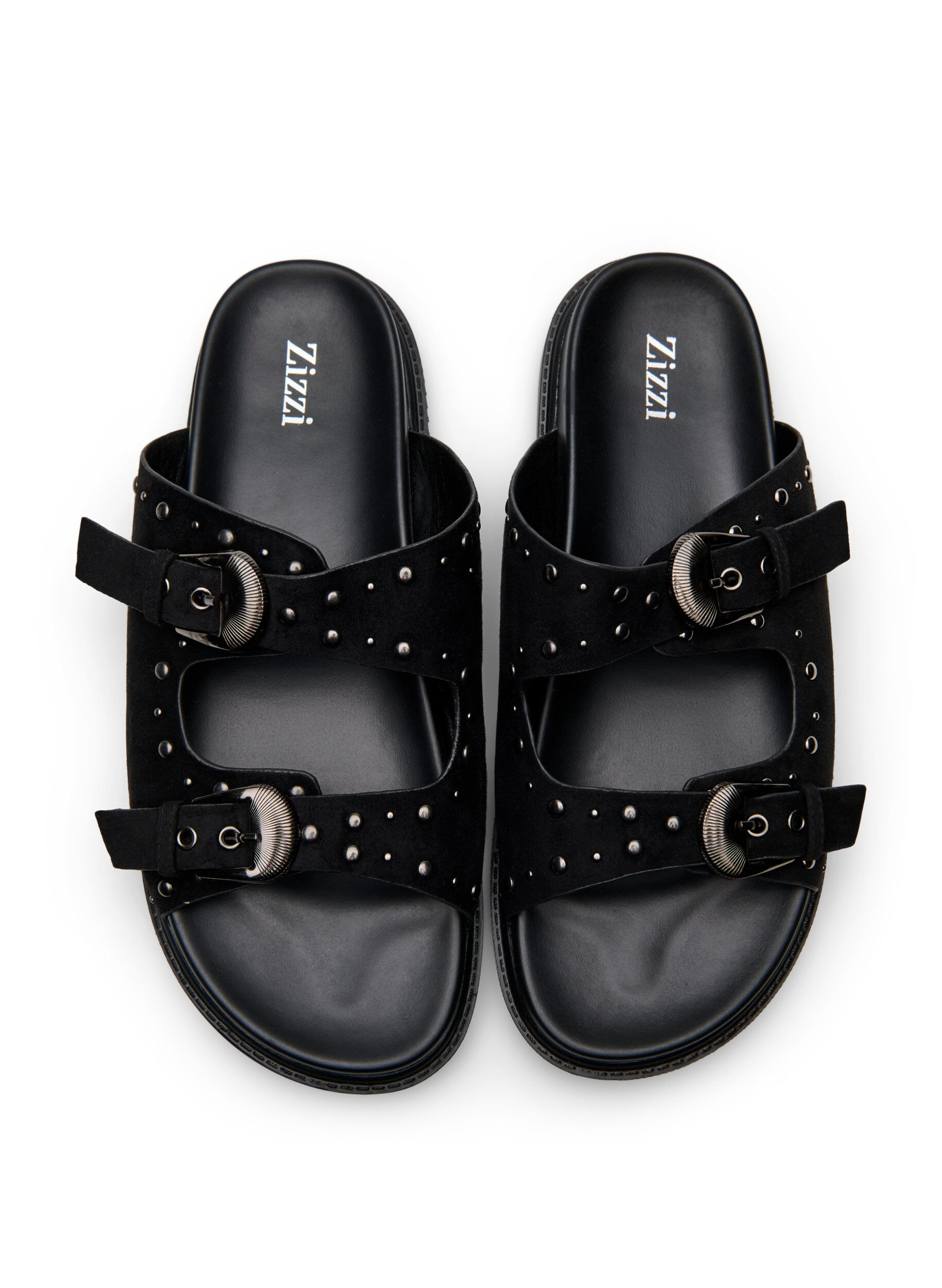 Zizzi Wide fit - Sandal med nitter, Sort, Packshot image number 2