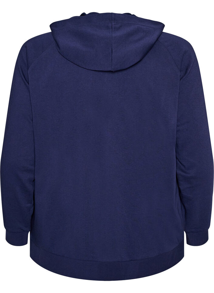 Sweatcardigan med h&aelig;tte og lommer, Bl&aring;, Packshot image number 1