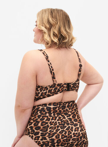 Leoprintet bikini bh med stringdetalje, Autentic Leopard, Model image number 1