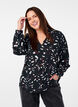 Bluse med print og flæsedetaljer, Sort, Model image number 0