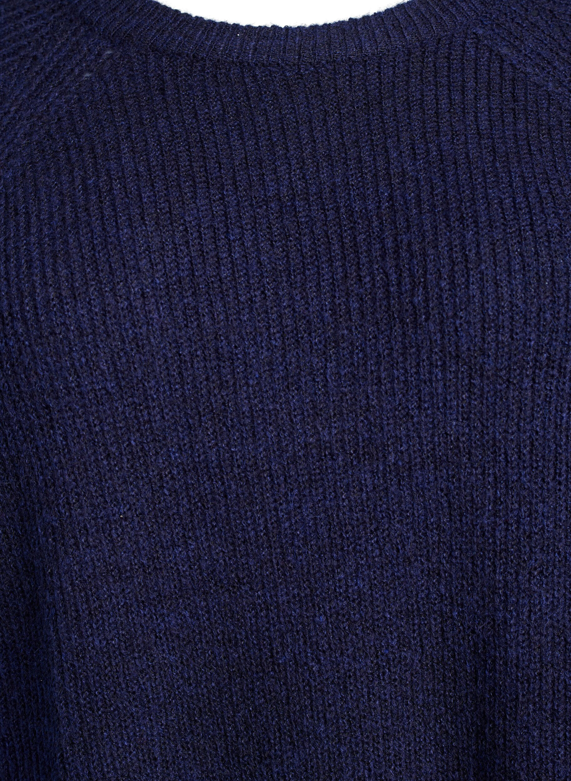 ZizziRibstrikket tr&oslash;je med 3/4 &aelig;rmer, Bl&aring;, Packshot image number 2