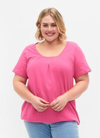 Kortærmet bomulds t-shirt, Shocking Pink, Model