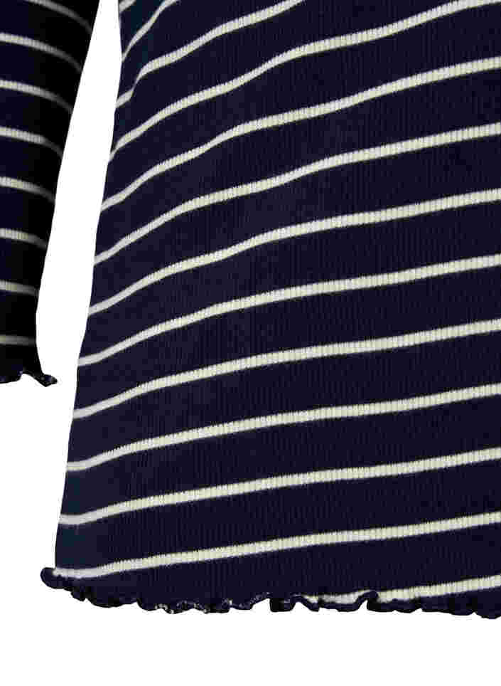 Stribet bluse med rund hals, Night Sky Stripe, Packshot image number 3