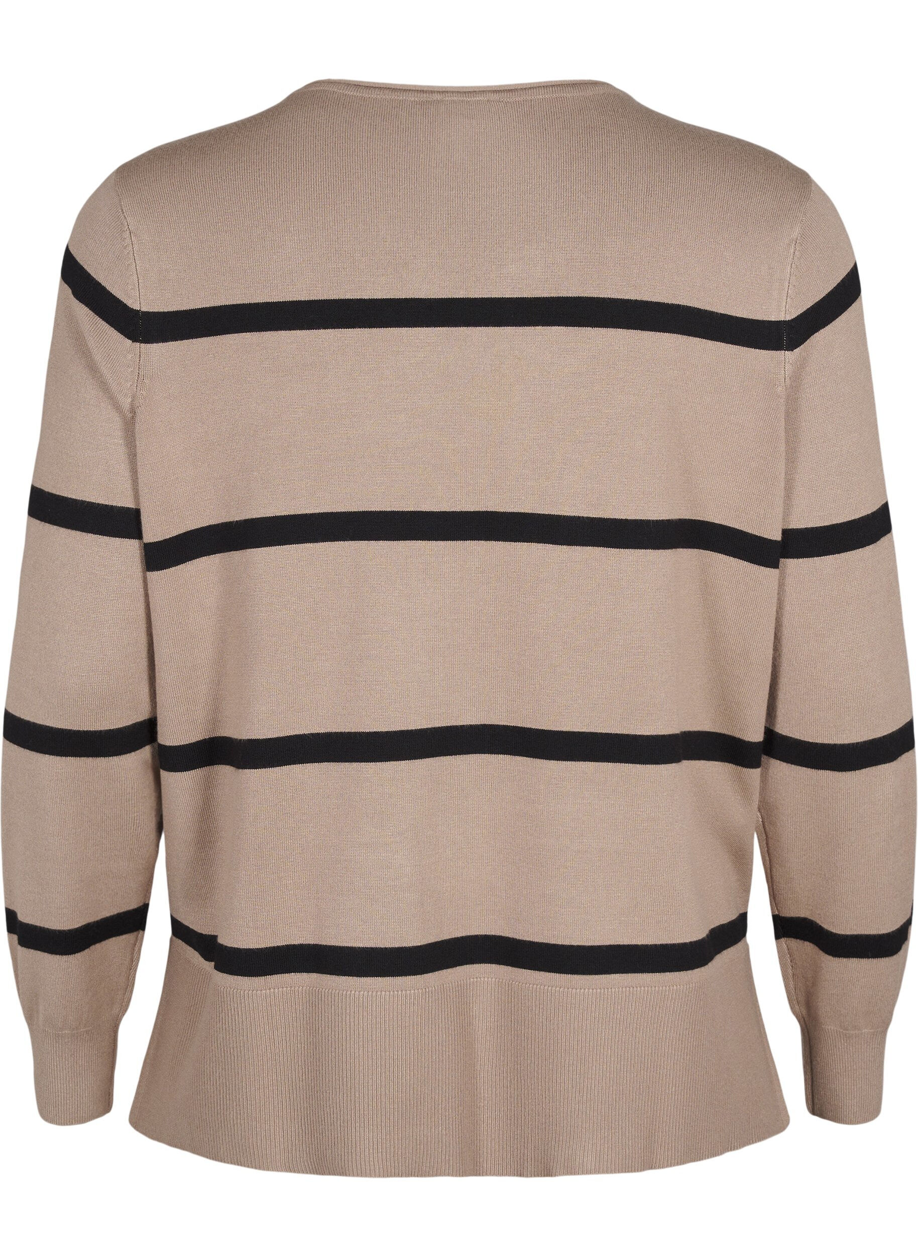 Zizzi Strikket viskosebluse med striber, Gr&aring;, Packshot image number 1