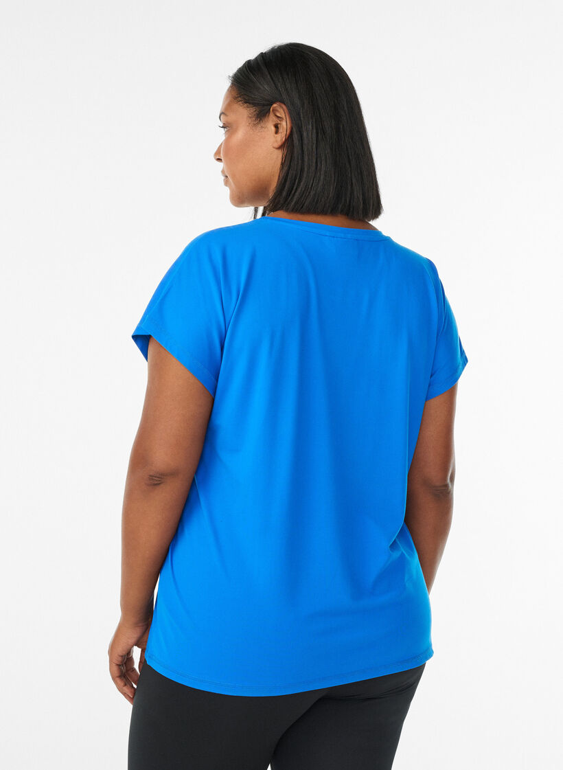 Ensfarvet tr&aelig;nings t-shirt, Bl&aring;, Model image number 2
