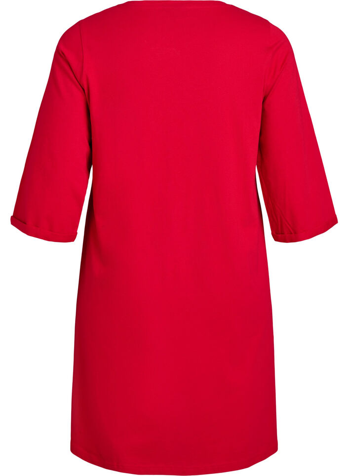 Natkjole i økologisk bomuld med julemotiv, Rød, Packshot image number 1