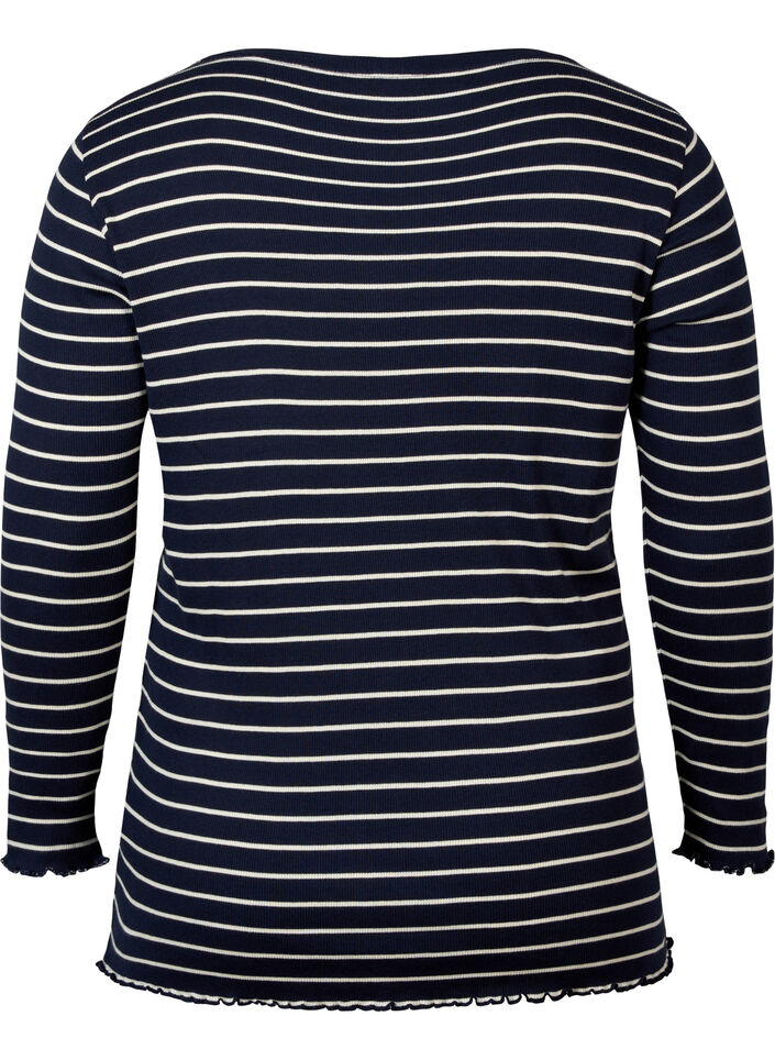 Stribet bluse med rund hals, Night Sky Stripe, Packshot image number 1