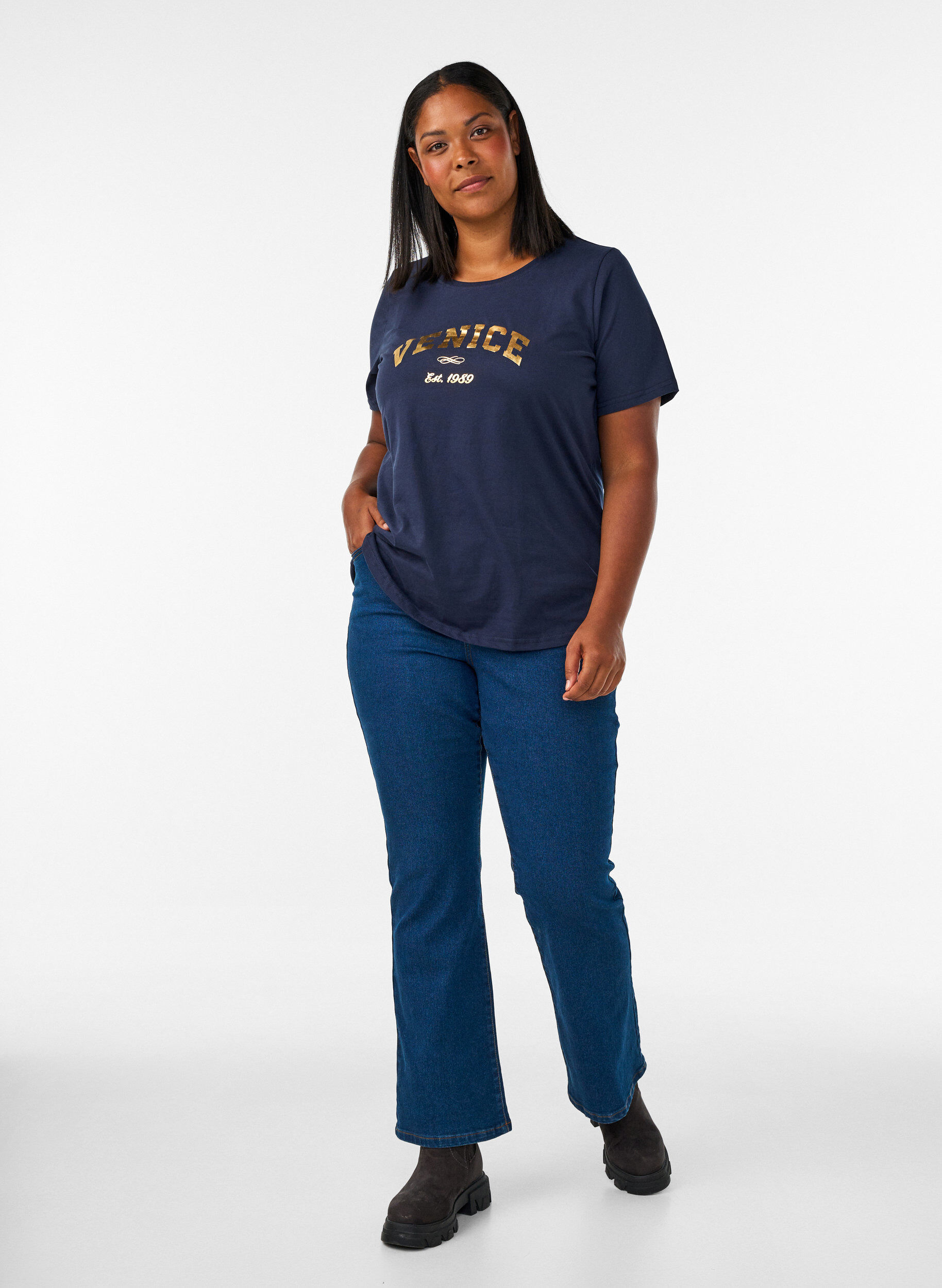 ZizziT-shirt med motiv, Bl&aring;, Model image number 1