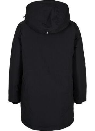 Vinterjakke med aftagelig hætte og lommer, Black, Packshot image number 1